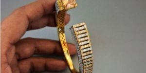 Zevarly Bianca Unique Stylish AD Gold Plated Bracelet