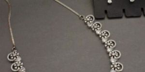 Zevarly Ethnic Designer Silver Plated Necklace Set