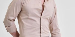 BEIGE STRETCHABLE Mens SLIM FIT SHIRT