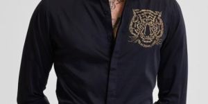 BLACK EMBROIDERED SHIRT