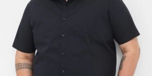 BLACK SOLID REGULAR FIT Mens SHIRT