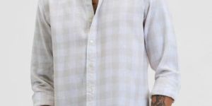 CREAM CHECKS TWILL Mens SHIRT