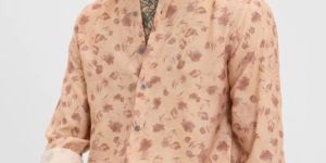 PEACH FLORAL Mens SLIM FIT SHIRT