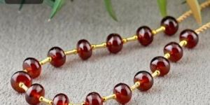 HESSONITE GARNET SMOOTH RONDELLE SHAPE STRAND GEMSTONE BEADS