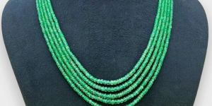 NATURAL EMERALD FACETED RONDELLE BEADS NECKLACE