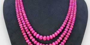 NATURAL RUBY FACETED RONDELLE BEADS NECKLACE