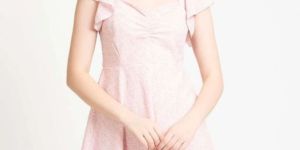 BABY PINK RUCHED SWEETHEART NECK FIT AND FLARE MINI DRESS