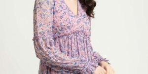 PURPLE FLORAL V NECK SKATER MINI DRESS