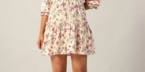 RAYON DITSY FLORAL COLLAR SHORT DRESS