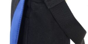 men Black & Blue Highlight Canvas Utility Messenger Bag