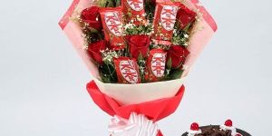 Kit Kat Bouquet with Ferrero Rocher & Chocolate Cake