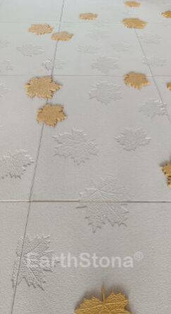 Golden Maple Leafing Stone Wall Carving