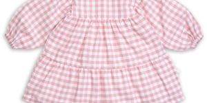 Rose Gingham Style Layered Dress for Girls