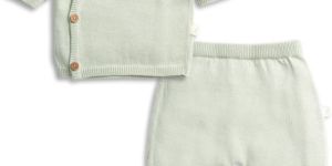 Sage Knitted Baby Kimono Set