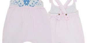 Soft Pink Baby Girl Sunsuit with Embroidery