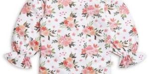 Winter Bouquet Style Frill Sleeve Tee Top for Girls