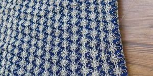 Blue & White Checks Vichitra Silk Fabric