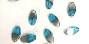 Light Blue Silver Oval Glass Beads- 9x17 Mm
