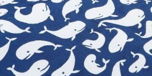 Navy Blue Quirky Printed Cotton Rayon Fabric