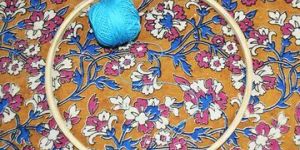 Orange Floral Pure Cotton Kalamkari Fabric