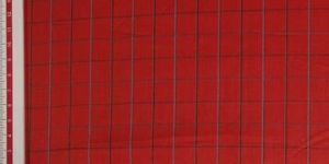 Orangish Red Checks Linen Fabric
