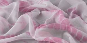 Pink White Shibori Tie And Dye Pure Viscose Georgette Fabric