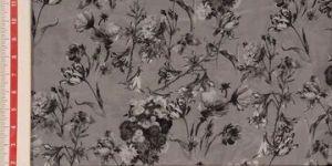 Precut 1 Metre Grey 60 Gram Printed Silk Crepe Fabric