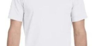 White Polyester Round Neck T-shirt For Men by TCH