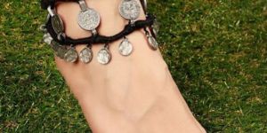 Black Threaded German Silver Anklet for Women