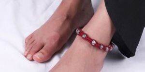 Ipsha Maroon Thread & Antique Plated Brass Beaded Anklets For women