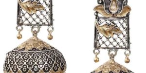 Lotus Gold Brass Tribal Women Earrings