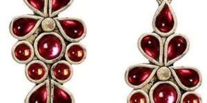 Pink-Red Afghan German Silver Women Earrings