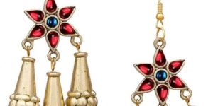 Red German Silver Afghan Women Earrings