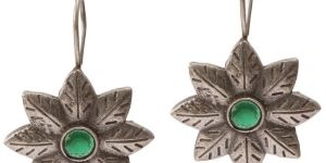 Silver Look Leaves And Stars Brass Oxidized Earrings for Women
