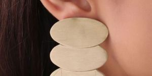 Trio Oval Brass Women Earrings