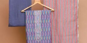 Chanderi Ikat Printed Suit with Gota Patti Work