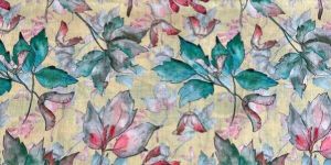 Leaf Printed Cotton Linen Fabric
