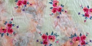 Multi Colour Floral Printed Cotton Linen Fabric