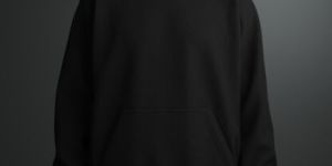 Mens Cannac Black Plain Oversized Hoodie