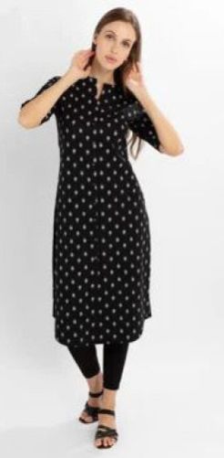 Ladies V-Neck Printed Long Kurti Hosiery Top Belita RJ-4807