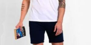 Men's Black Knit Cotton Shorts