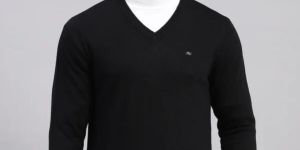 Timeless Black Merino Wool V-Neck Pullover