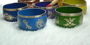 Brass Seven Chakra Singing Bowl with Seven Color of Chakra