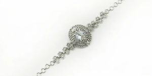 HOOK BRASS DESIGN BRACELET WITH WHITE ZIRCONIA GEMSTONE