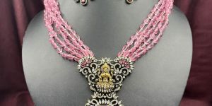 LAXMI JI DESIGN GOLD-PLATED NECKLACE AND EARRINGS BRIDAL JEWELLERY SET