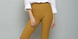 Jazzlr Khakhi Bell Bottom Women Trousers