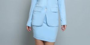 Light Blue Blazer & Skirt Women Co-ord set