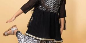 Royal Black Dhoti Set for Girls