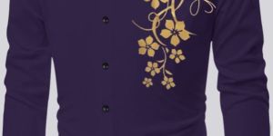 Mens Printed Cotton Dark Blue Shirt