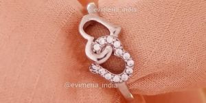 925 Silver Linked Heart Adjustable Ring for Women